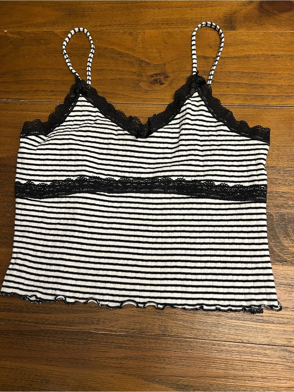 Just Polly New York Striped Lace Trim Cami